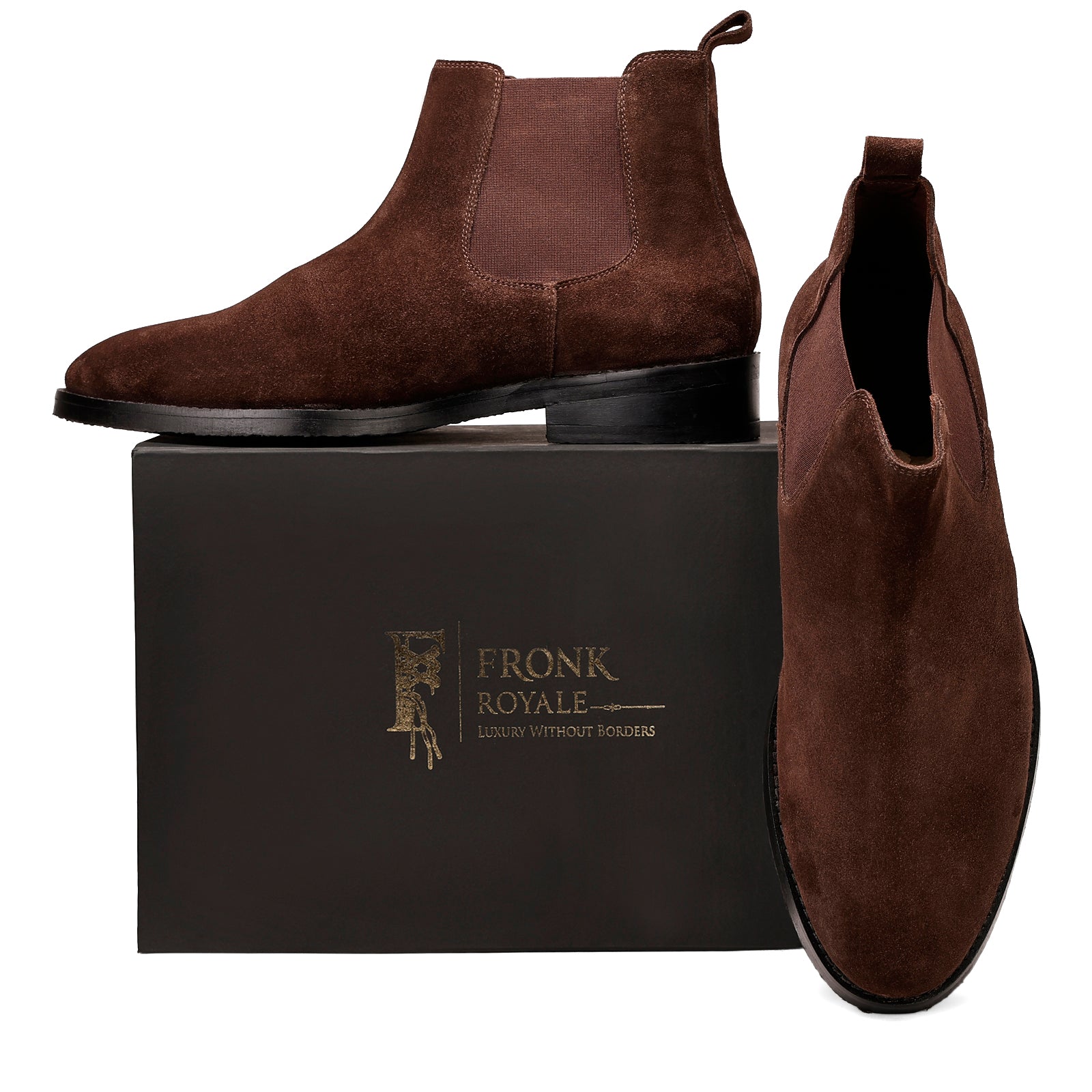 FRONK ROYALE Cedar Lane Brown Suede Chelsea Boots - Brown handcrafted leather chelsea boots for men, view 7