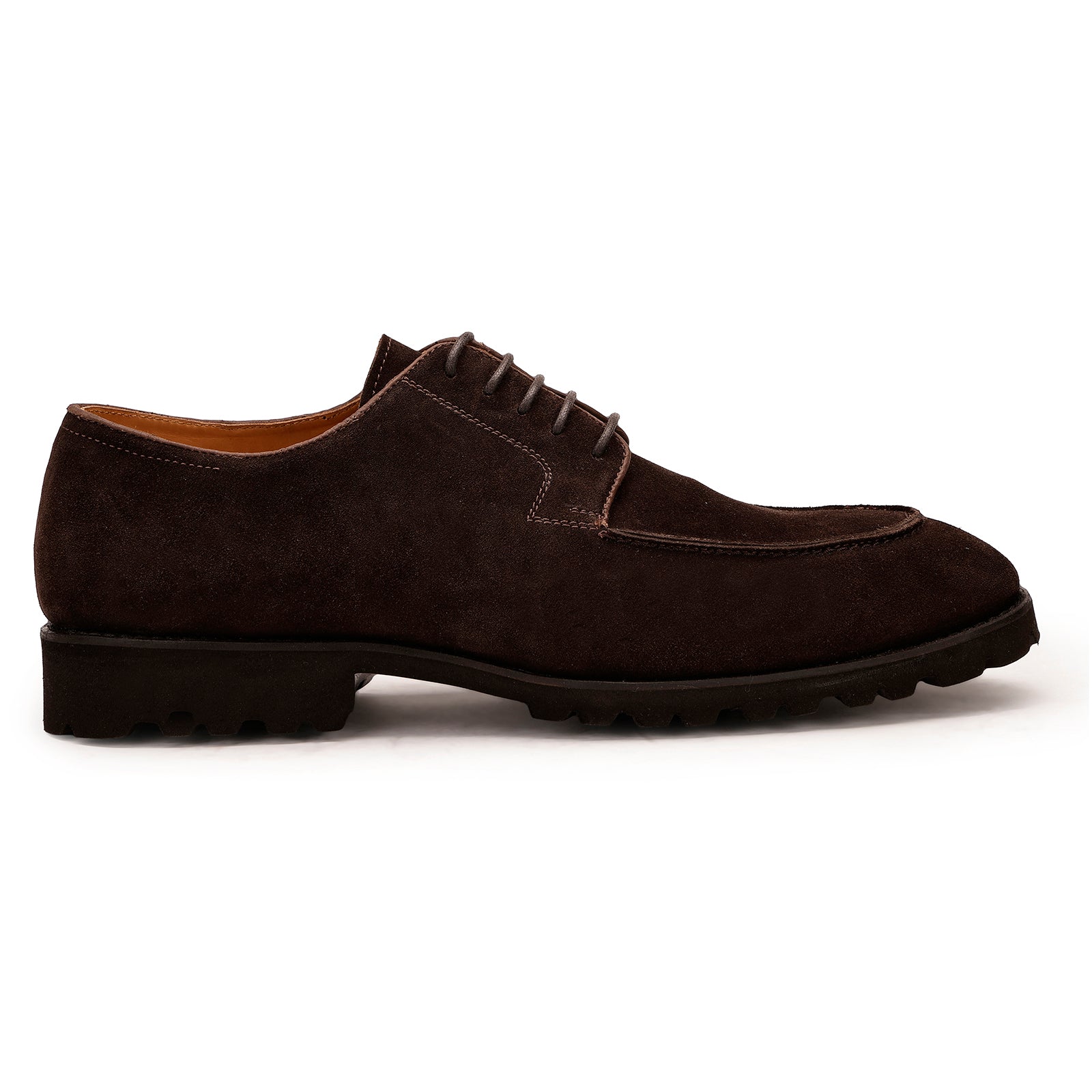 FRONK ROYALE Desert Drift Brown Suede Derby Shoes - Brown handcrafted leather derby shoes for men, view 3