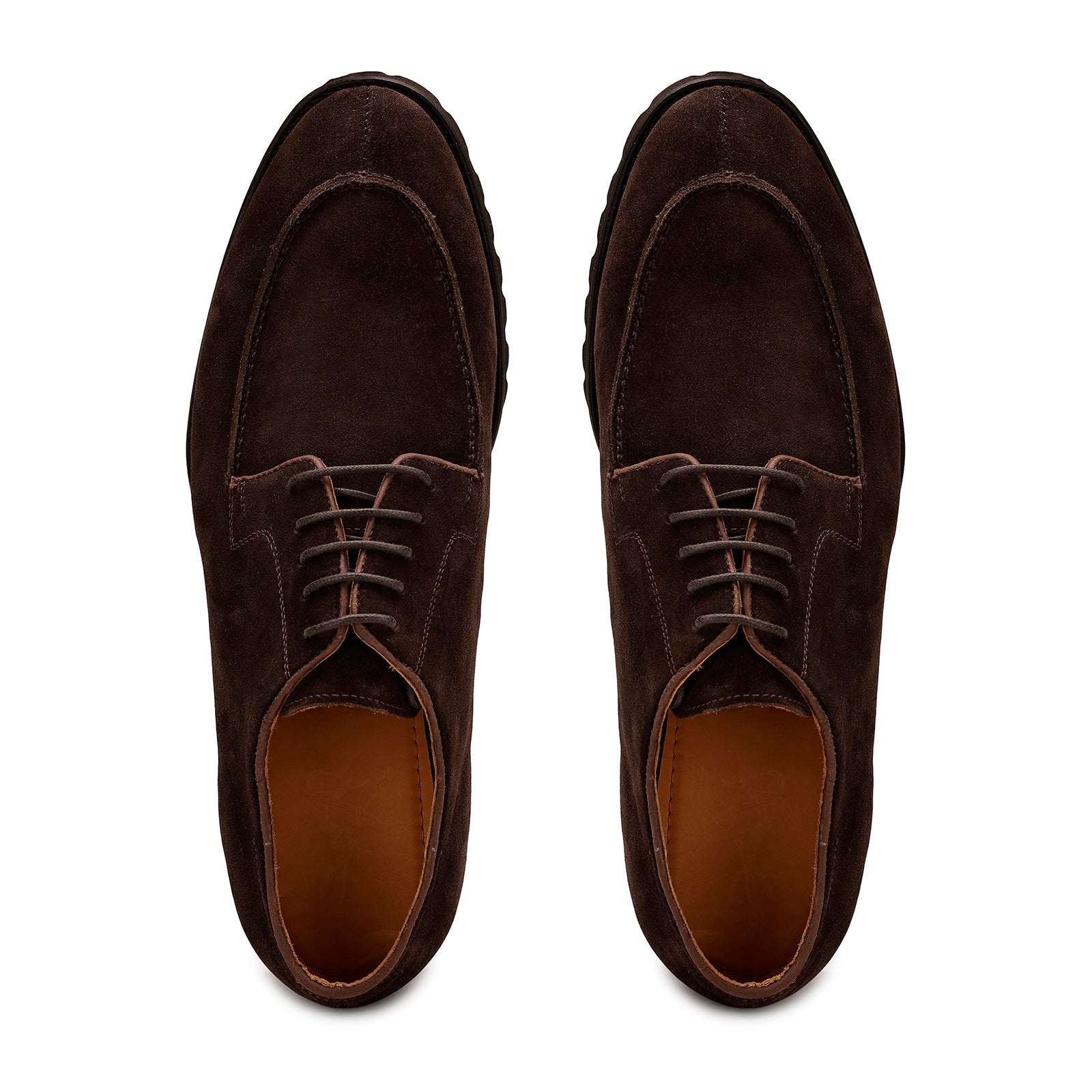 FRONK ROYALE Desert Drift Brown Suede Derby Shoes - Brown handcrafted leather derby shoes for men, view 4