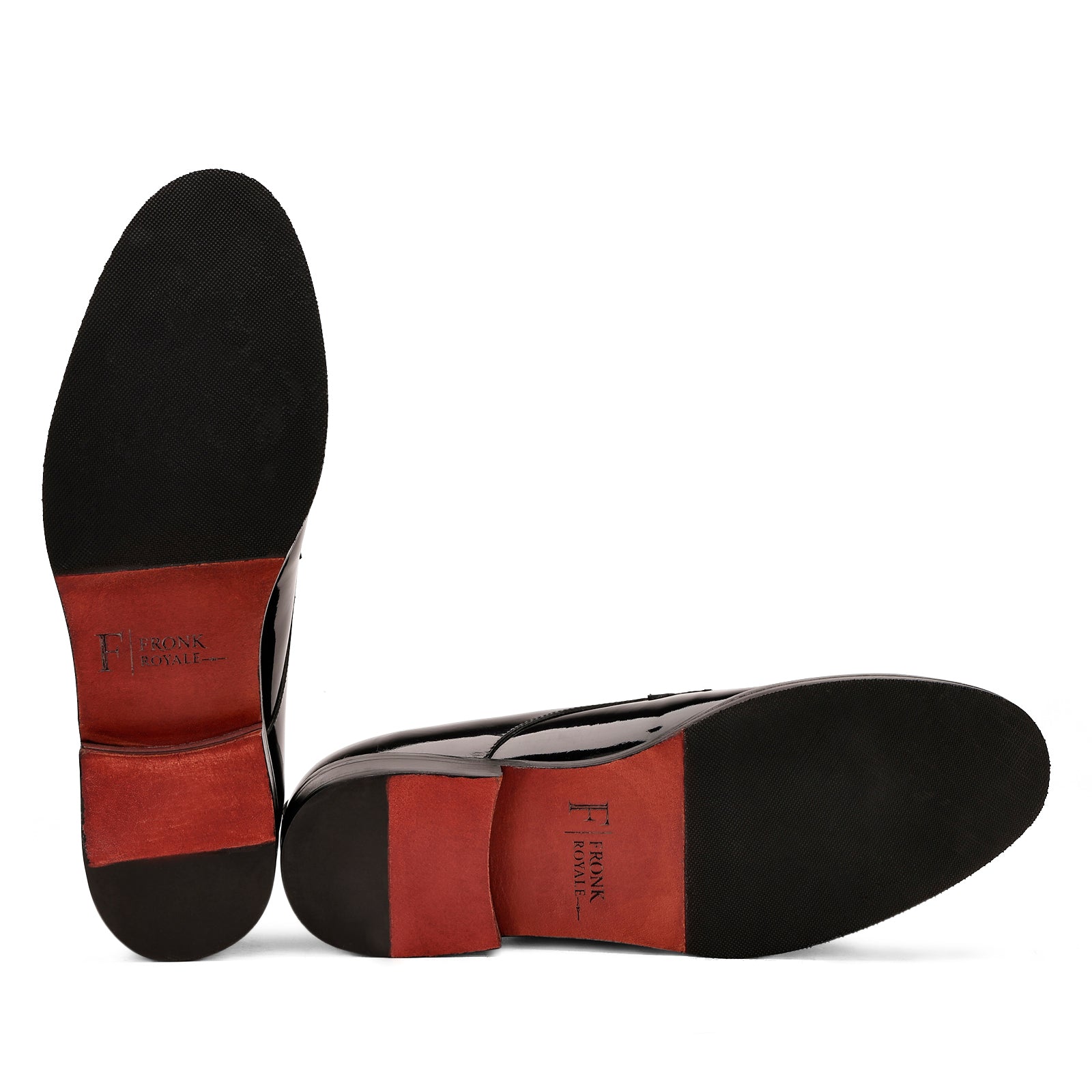 FRONK ROYALE Midnight Ember Stud Black Patent Derby Shoes - Black handcrafted leather derby shoes for men, view 5