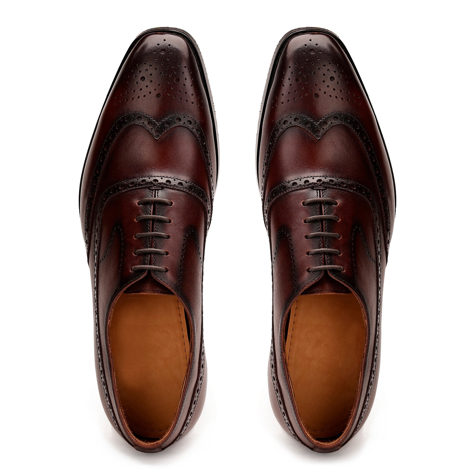FRONK ROYALE Chestnut Crest Brogue Oxford Shoes - Chestnut Brown handcrafted leather oxford shoes for men, view 4