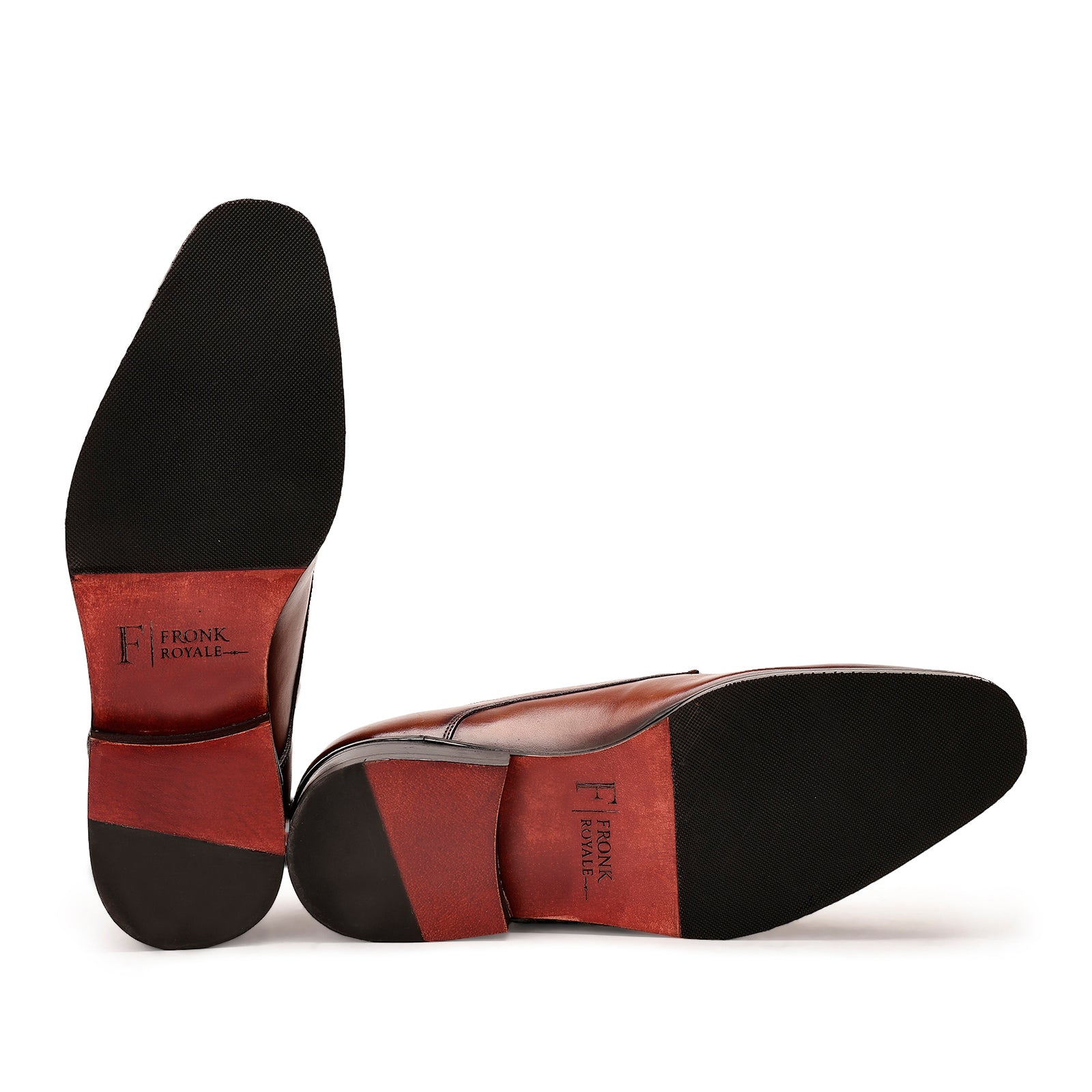 FRONK ROYALE Sleek Style Brown Derby Shoes - Brown handcrafted leather derby shoes for men, view 5