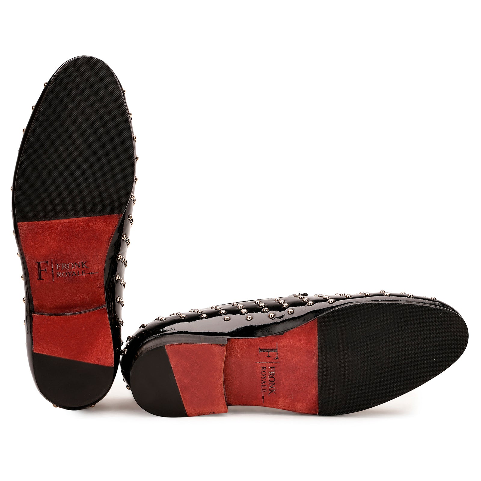 FRONK ROYALE Obsidian Horsebit Stud Loafers - Black handcrafted leather loafers for men, view 5