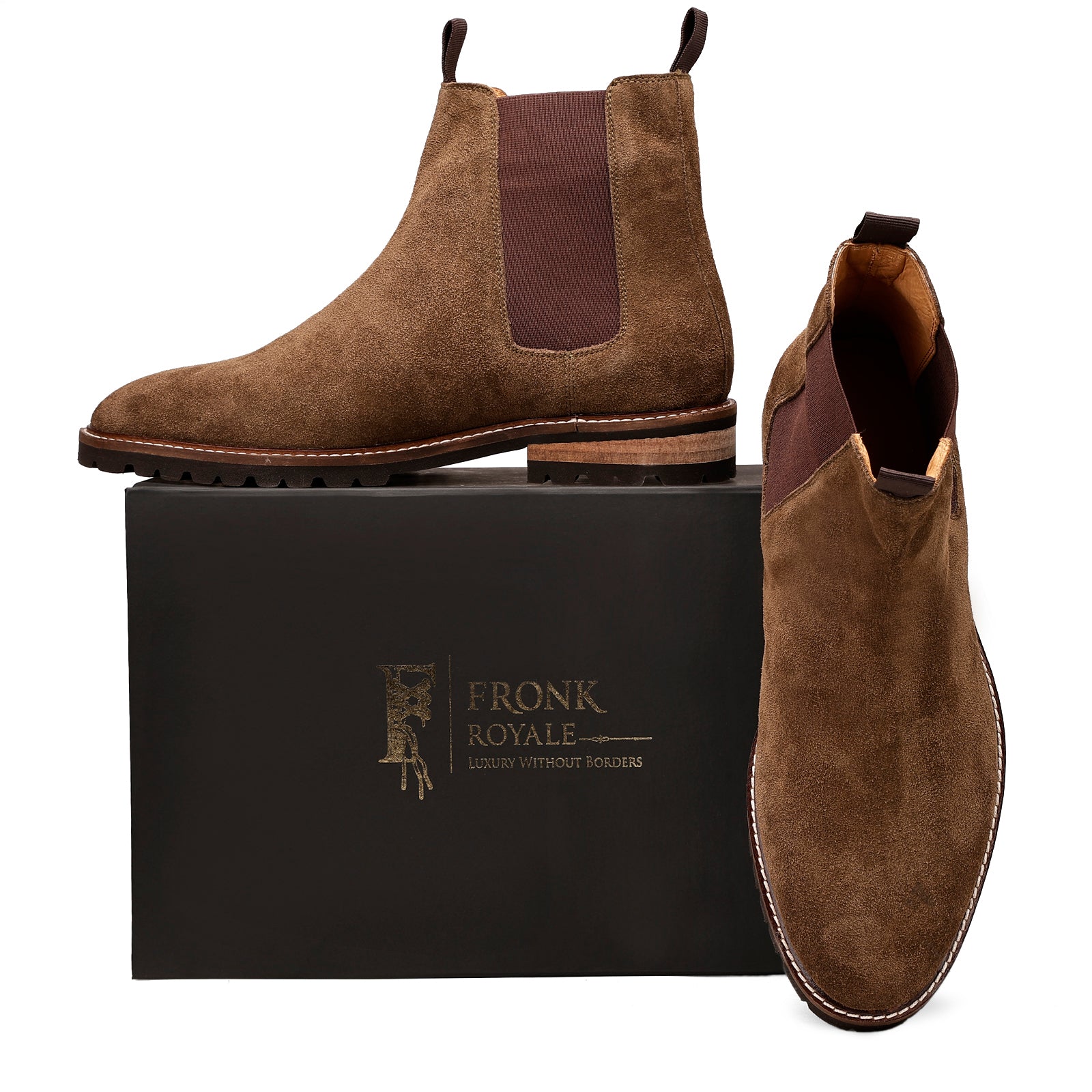FRONK ROYALE Mossveil Moss-Green Suede Boots - Moss Green handcrafted leather chelsea boots for men, view 7