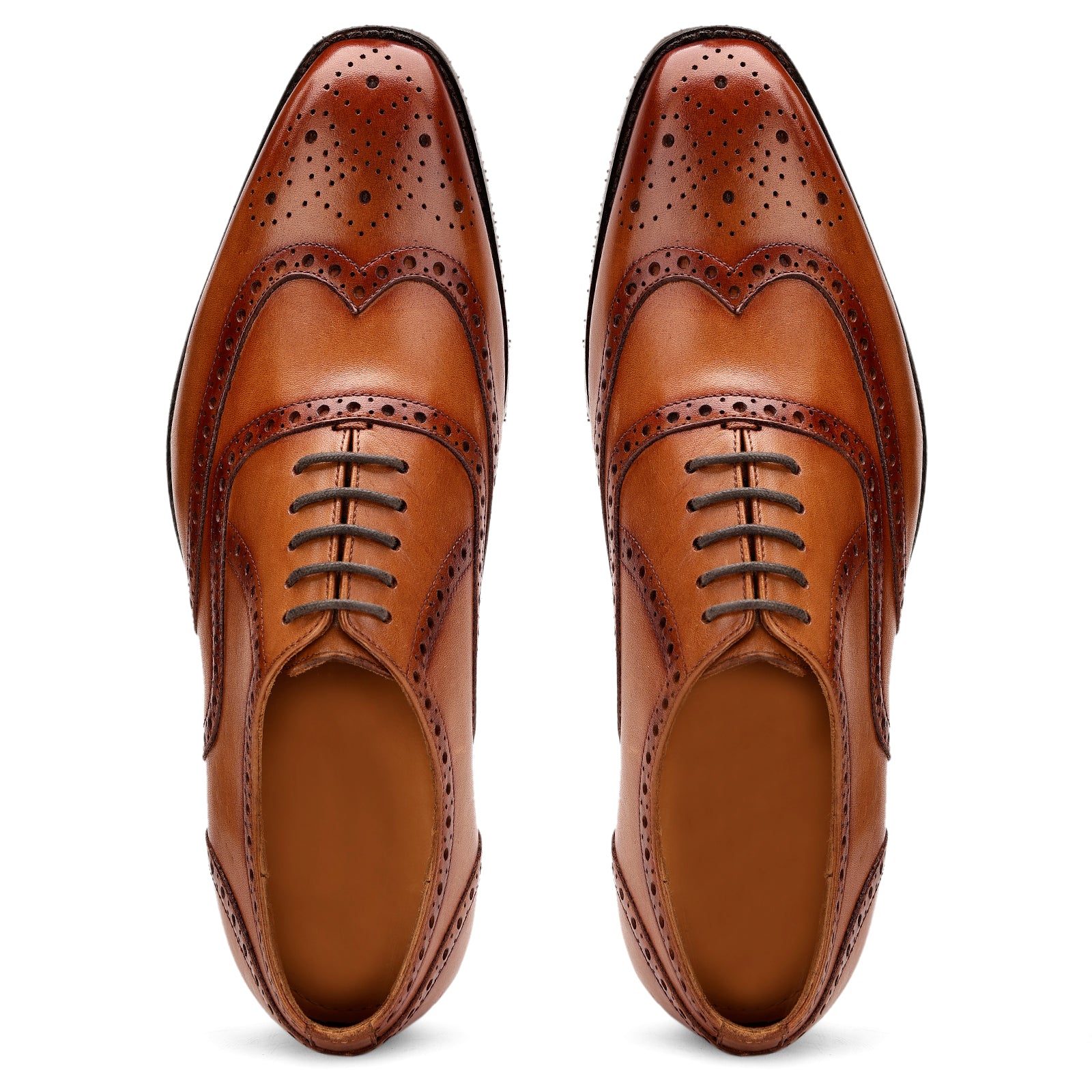 FRONK ROYALE Alderwood Brown Wingtip Oxford Shoes - Chestnut Brown handcrafted leather oxford shoes for men, view 4