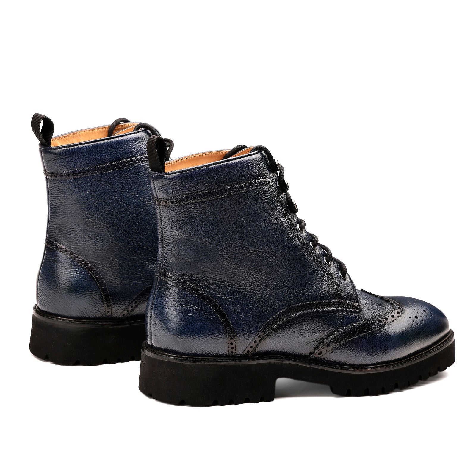 FRONK ROYALE Ironstride Lace-Up Wingtip Leather Boots - Brown handcrafted leather lace-up boots for men, view 2
