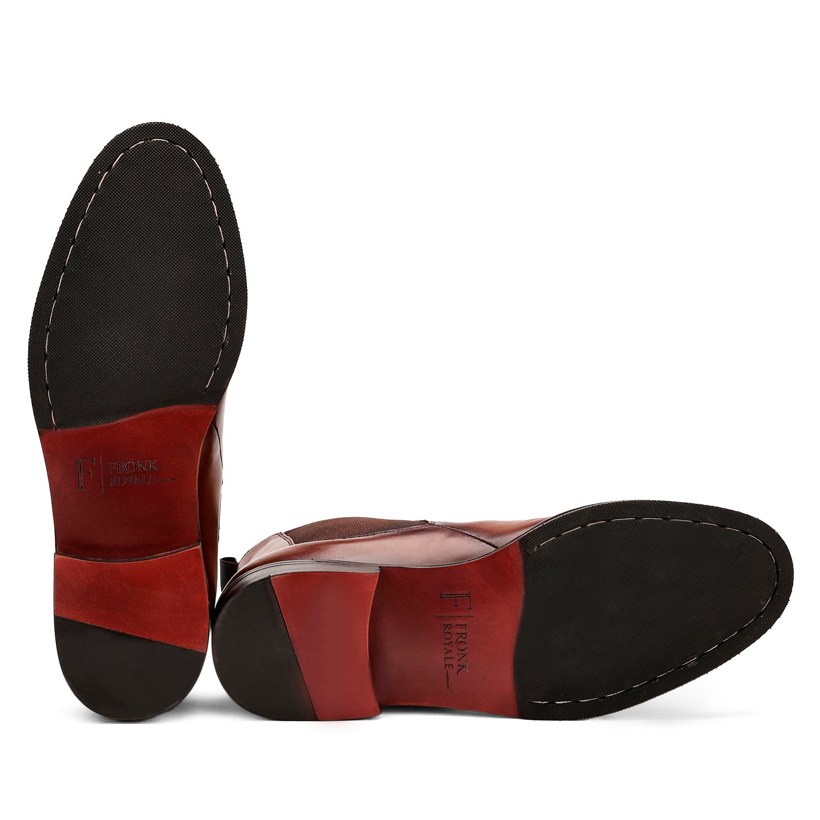 FRONK ROYALE Marseille Brown Chelsea Boots - Brown handcrafted leather chelsea boots for men, view 3