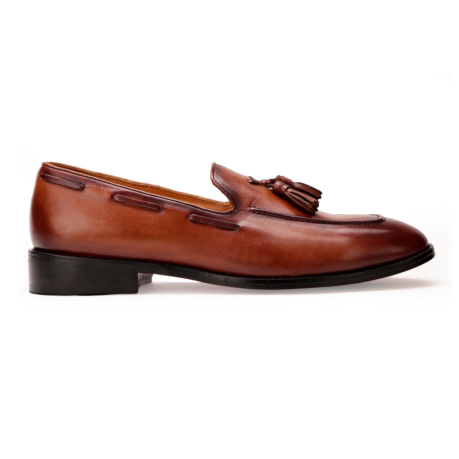 FRONK ROYALE The Boulevard Brown Tassel Loafers - Brown handcrafted leather loafers for men, view 3