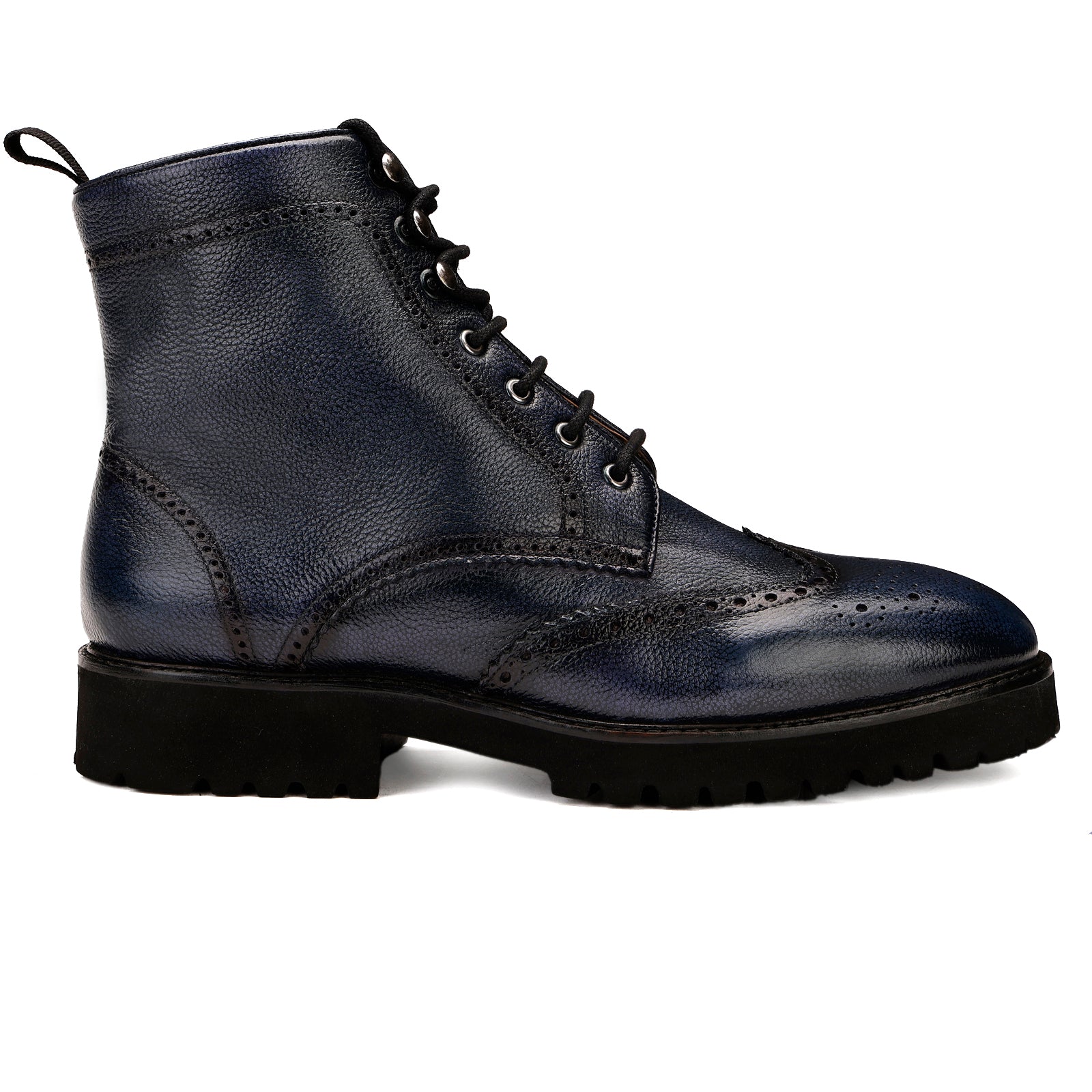 FRONK ROYALE Ironstride Lace-Up Wingtip Leather Boots - Brown handcrafted leather lace-up boots for men, view 3