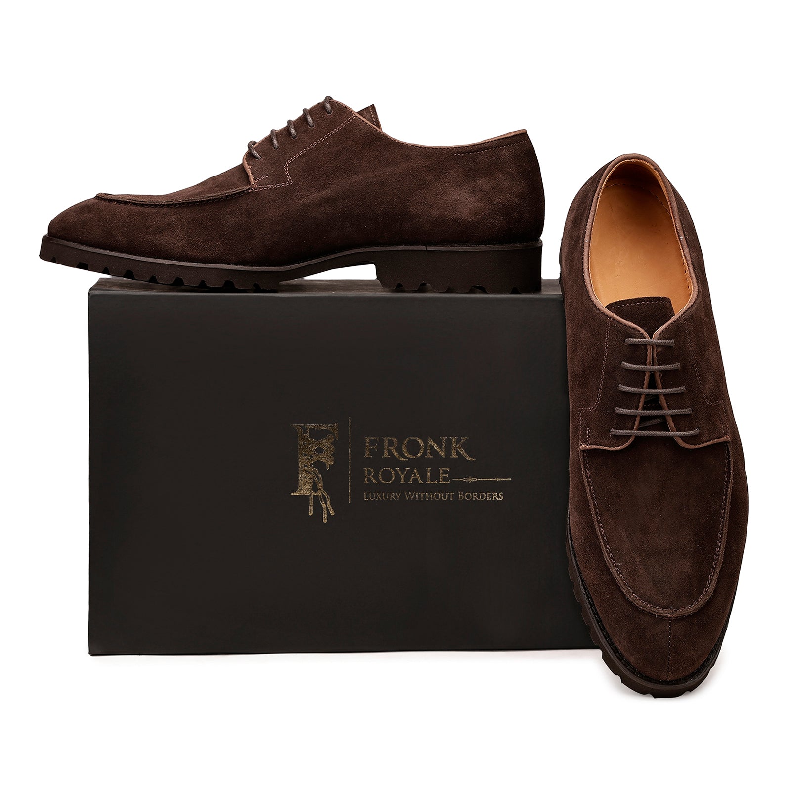 FRONK ROYALE Desert Drift Brown Suede Derby Shoes - Brown handcrafted leather derby shoes for men, view 7