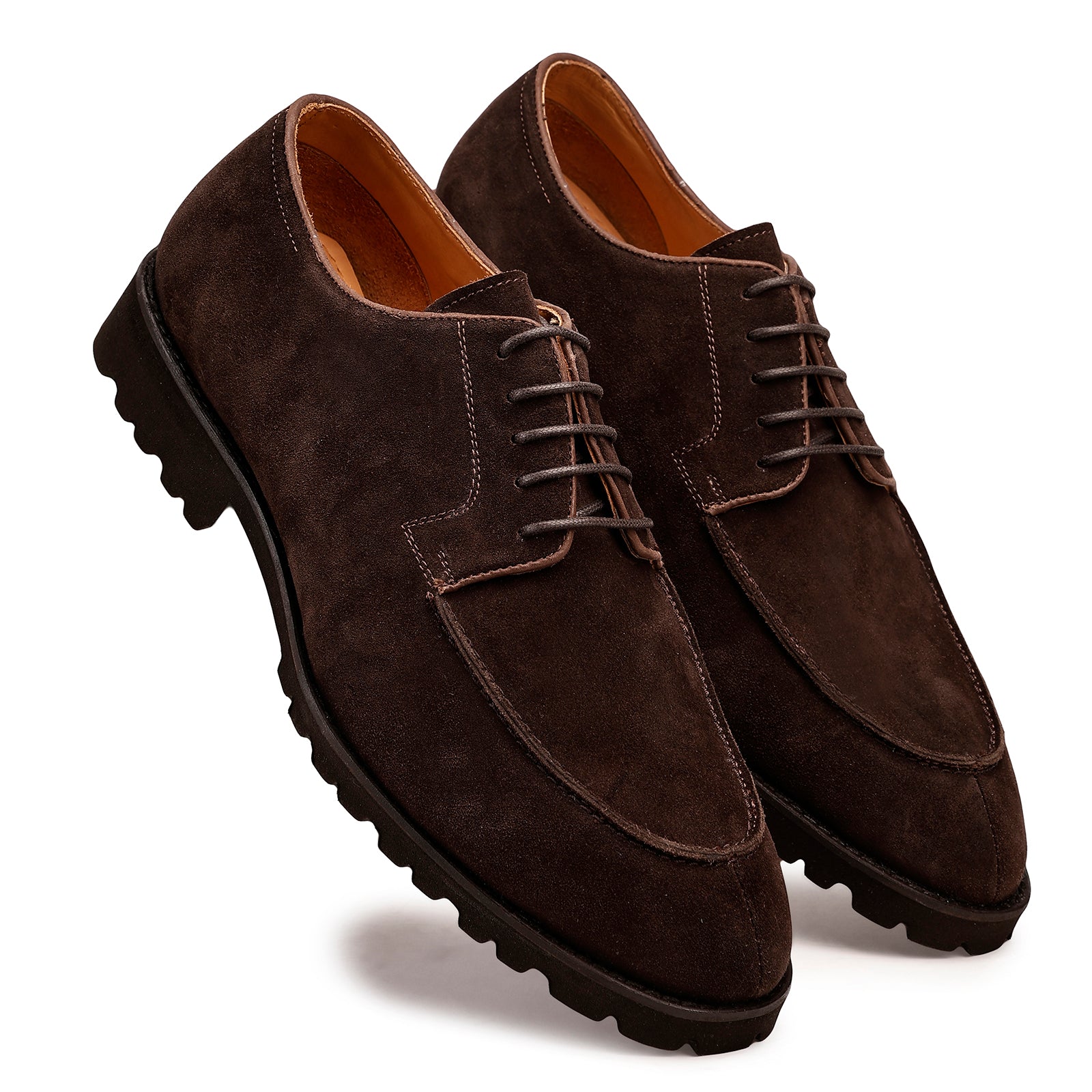 FRONK ROYALE Desert Drift Brown Suede Derby Shoes - Brown handcrafted leather derby shoes for men, view 6
