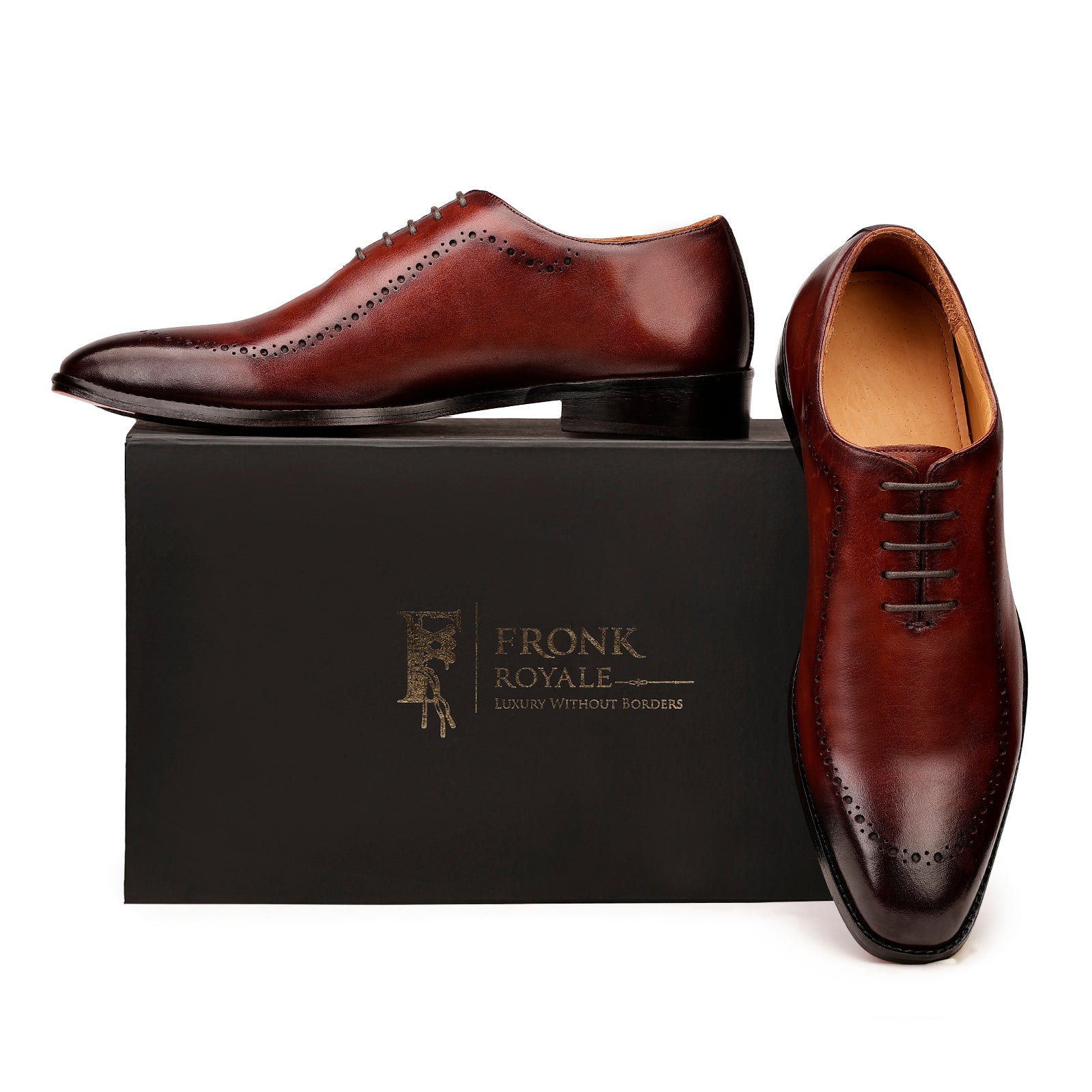 FRONK ROYALE Burnished Edge Wholecut Oxford Shoes - Burnished Brown handcrafted leather oxford shoes for men, view 7
