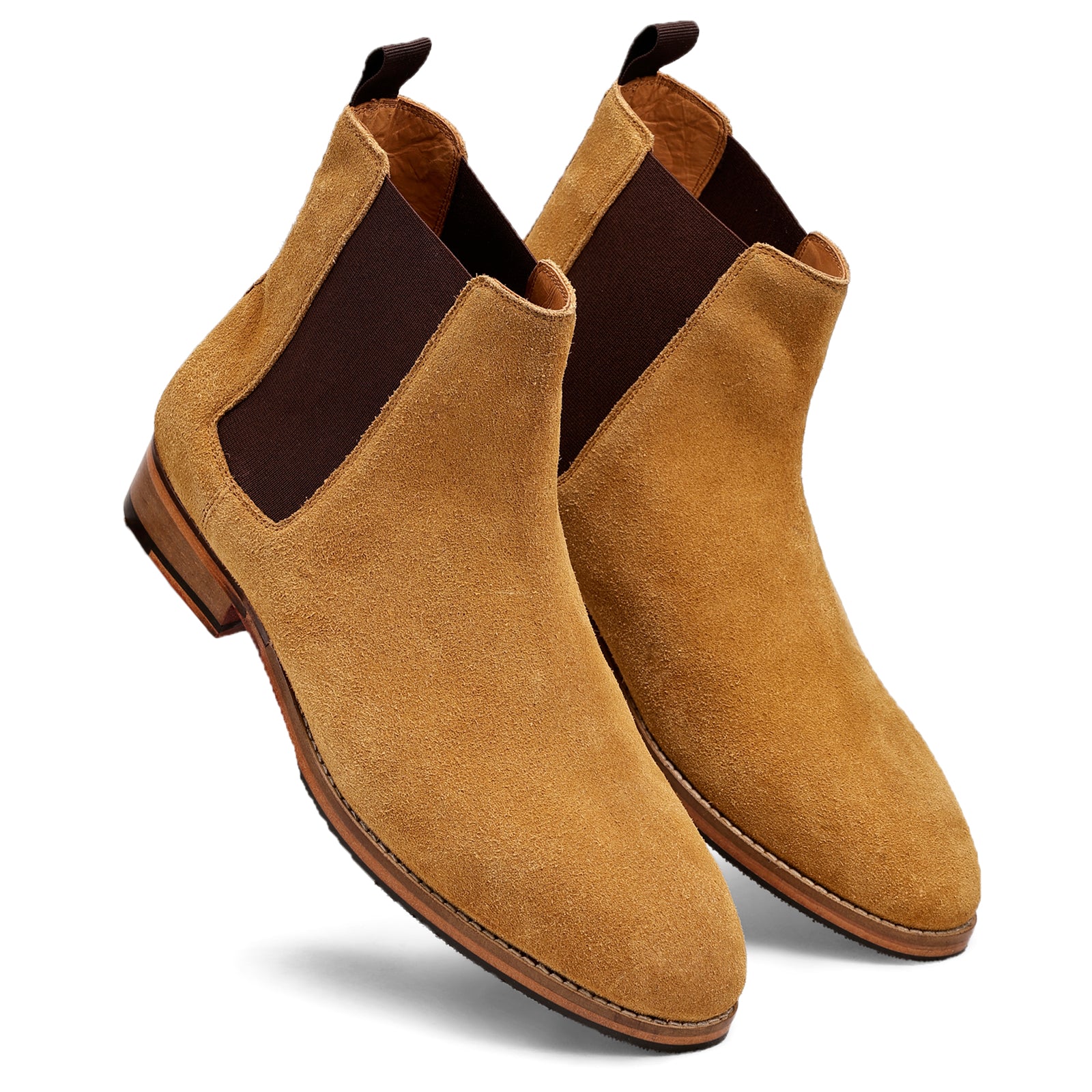 FRONK ROYALE DuneCraft Camel Suede Boots - Camel handcrafted leather chelsea boots for men, view 6