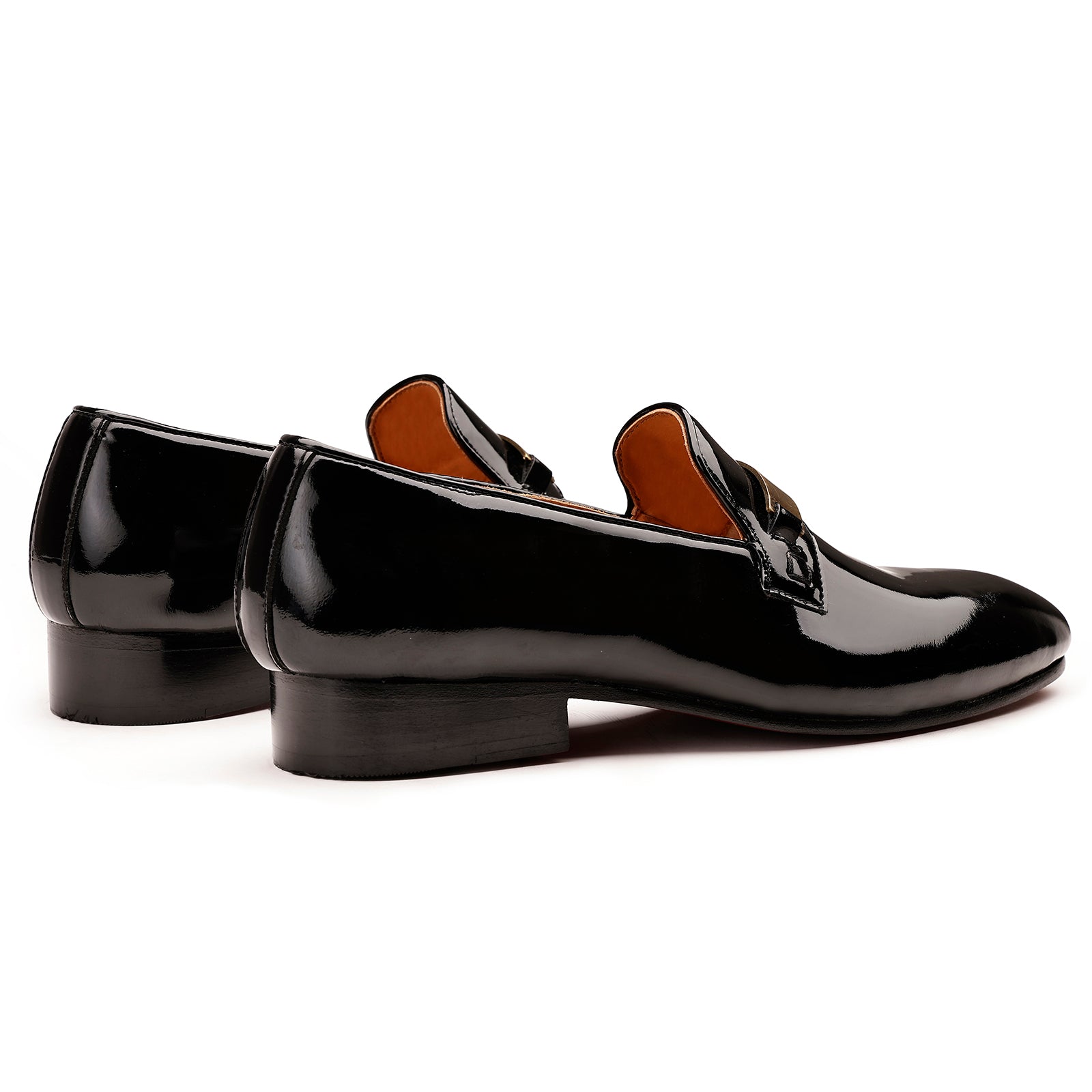 FRONK ROYALE Eclipse Patent Leather Tuxedo Loafers - Black handcrafted leather loafers for men, view 2