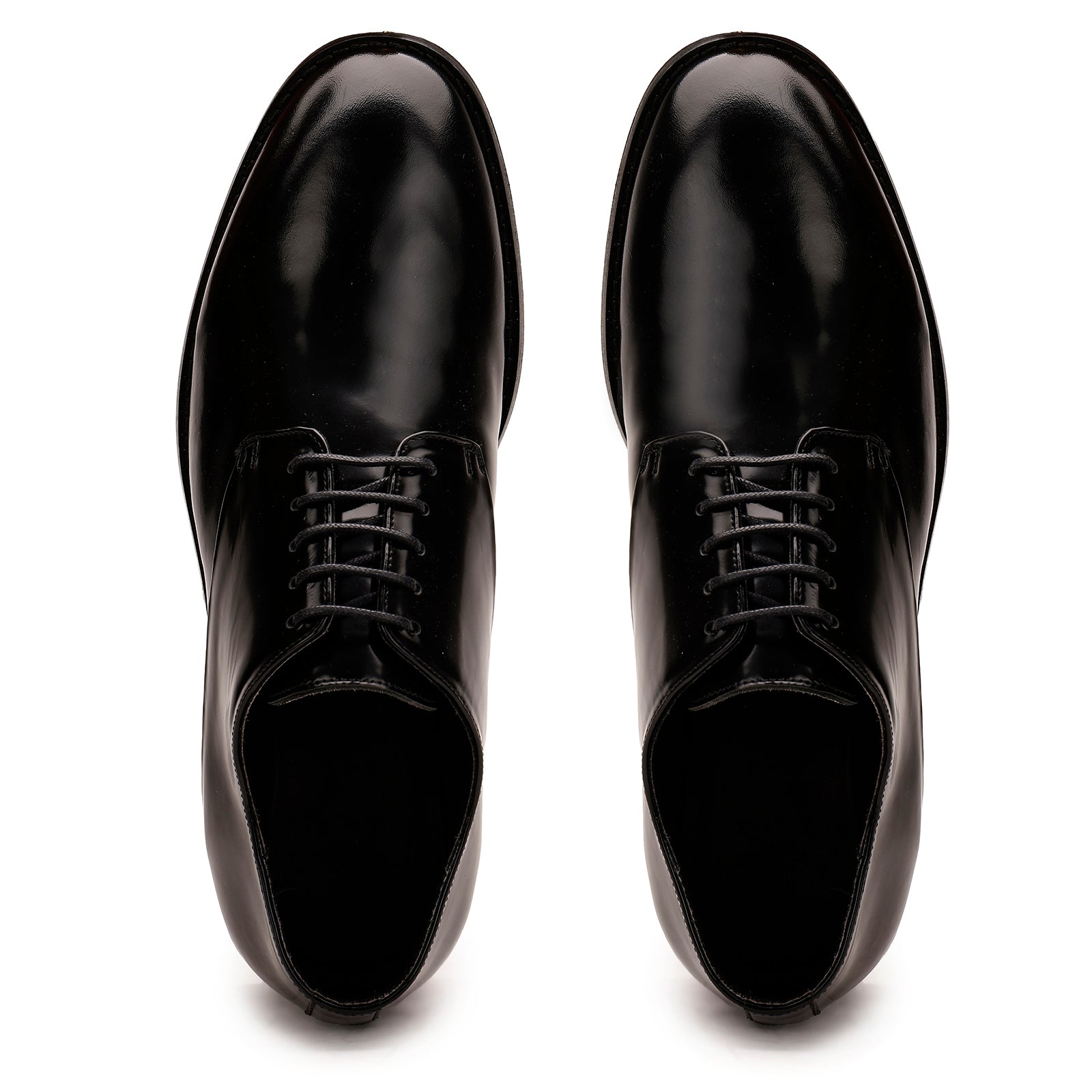 FRONK ROYALE Black Patent Leather Derby Shoes - Black handcrafted leather derby shoes for men, view 4