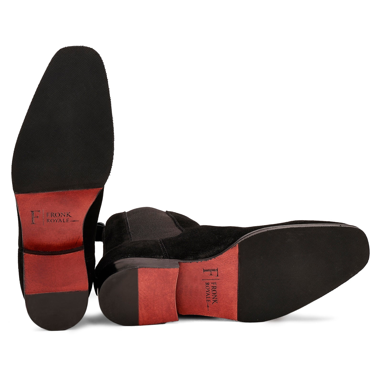 FRONK ROYALE Voidline All-Black Suede Chelsea Boots - Black handcrafted leather chelsea boots for men, view 5