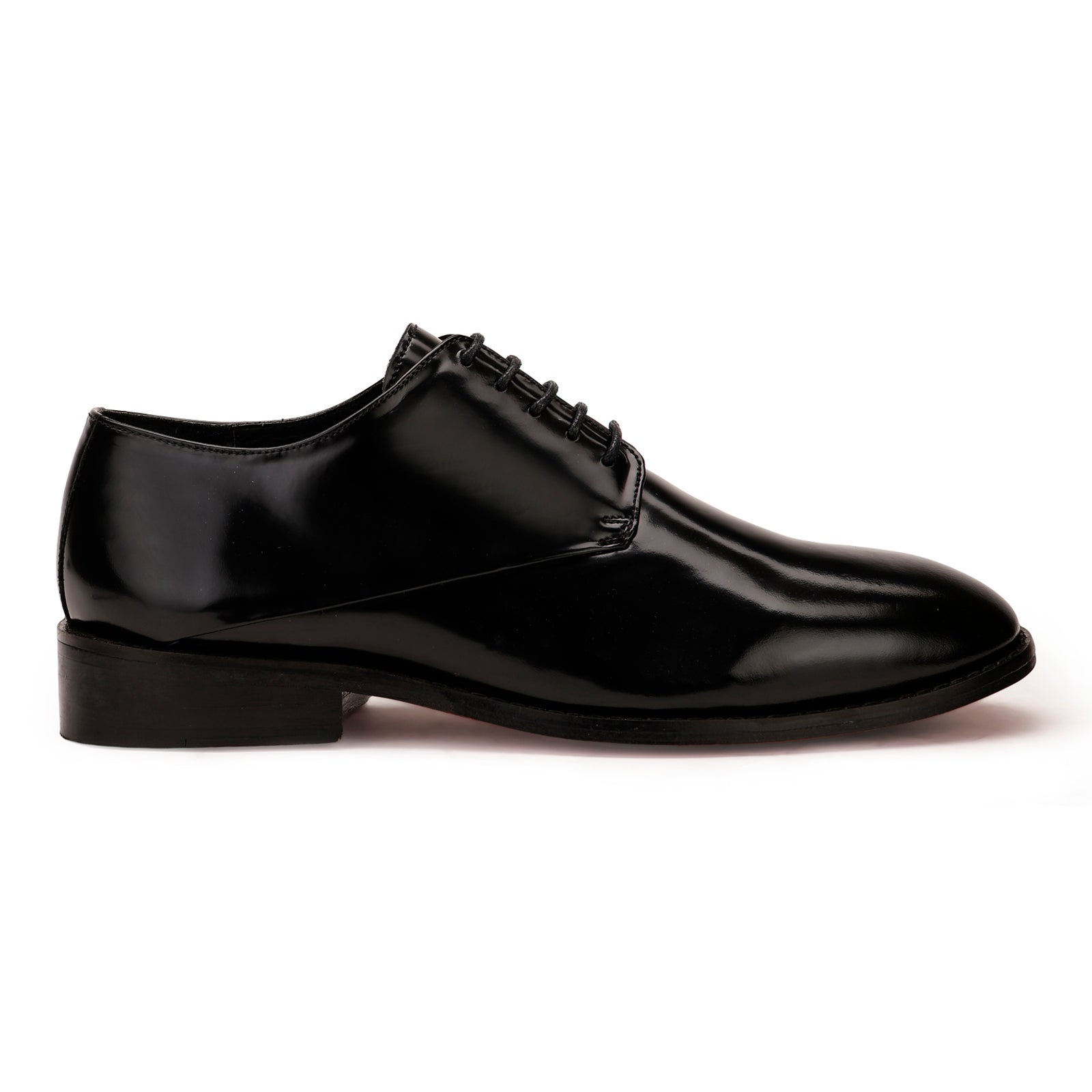 FRONK ROYALE Black Patent Leather Derby Shoes - Black handcrafted leather derby shoes for men, view 3