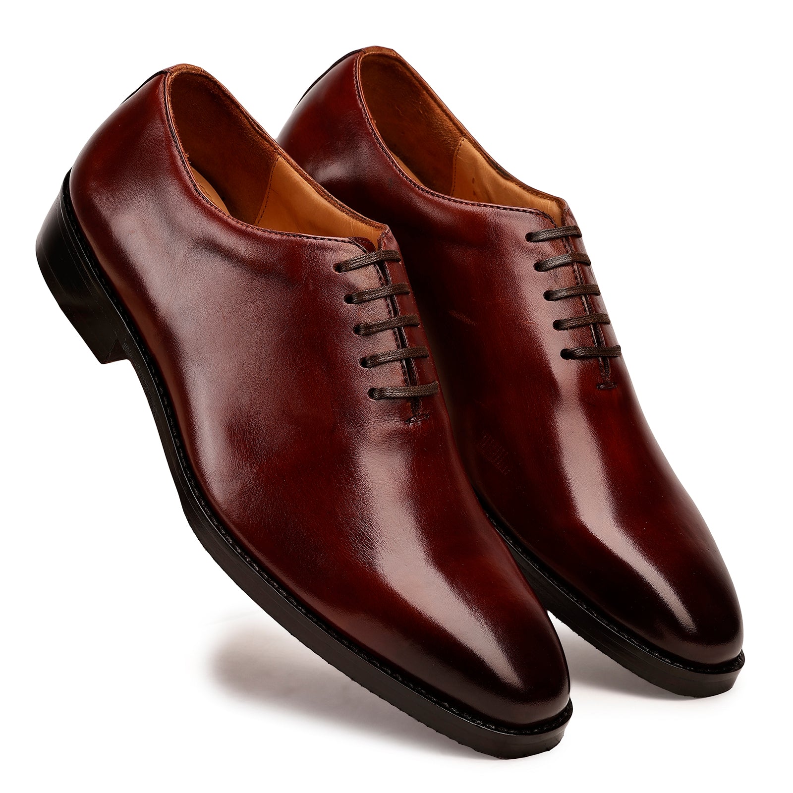 FRONK ROYALE Amber Seamless Wholecut Oxford Shoes - Amber Brown handcrafted leather oxford shoes for men, view 6