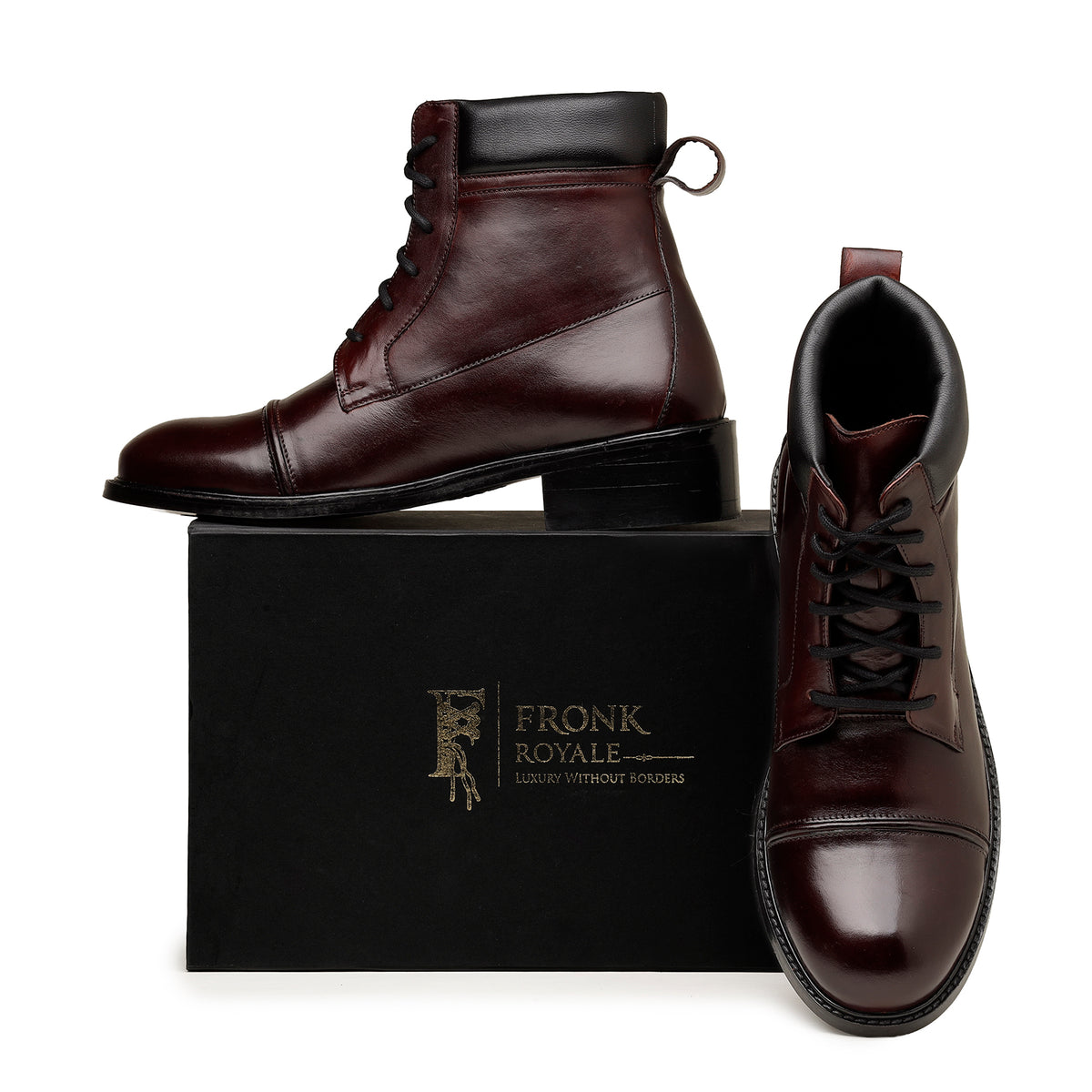 Black Round-Toe Combat Lace-Up Boots