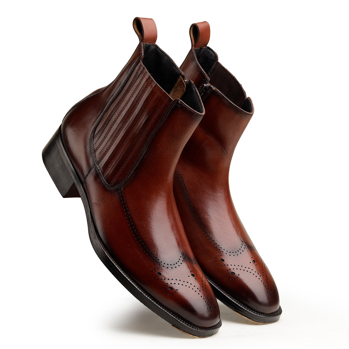 Brown Wingtip Chelsea Boots