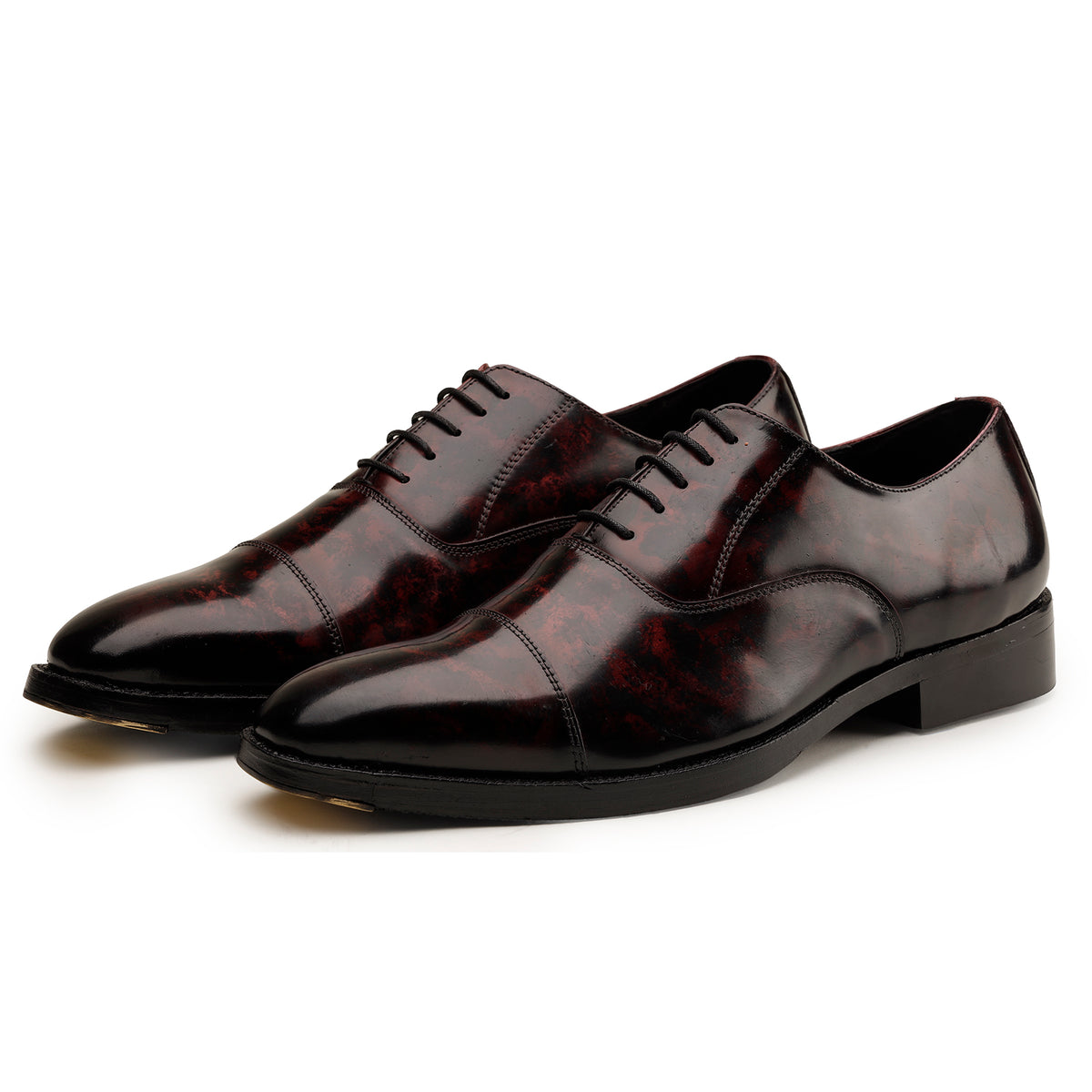 Red and Black Marble-Finish Oxford Shoes