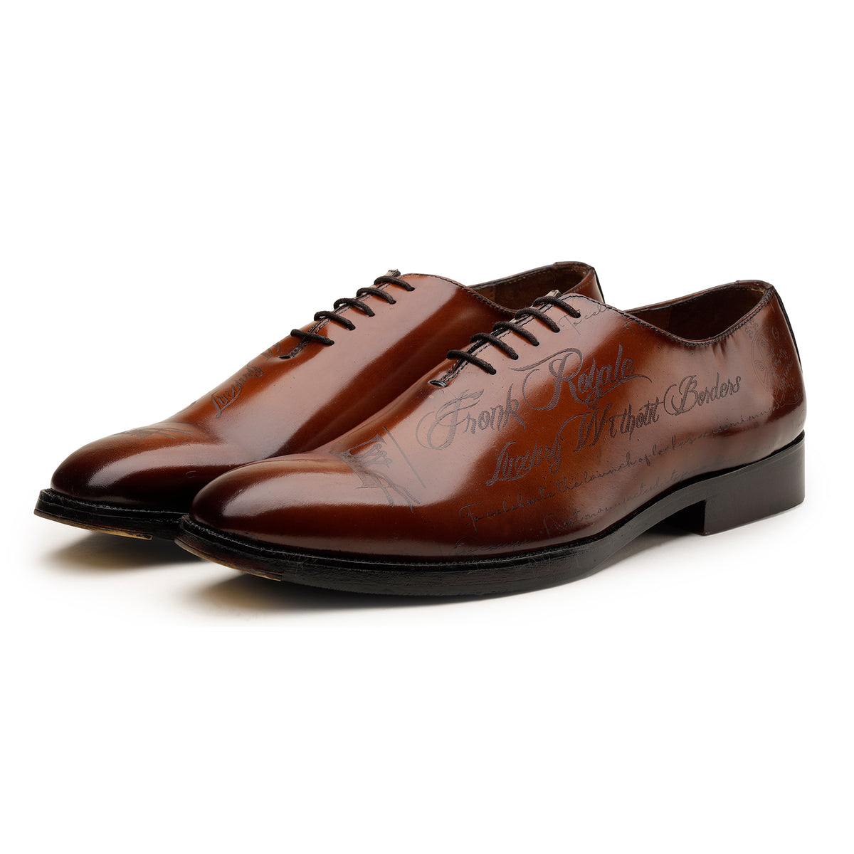 Fronk Royale Engraved Tan Brown Oxford Shoes