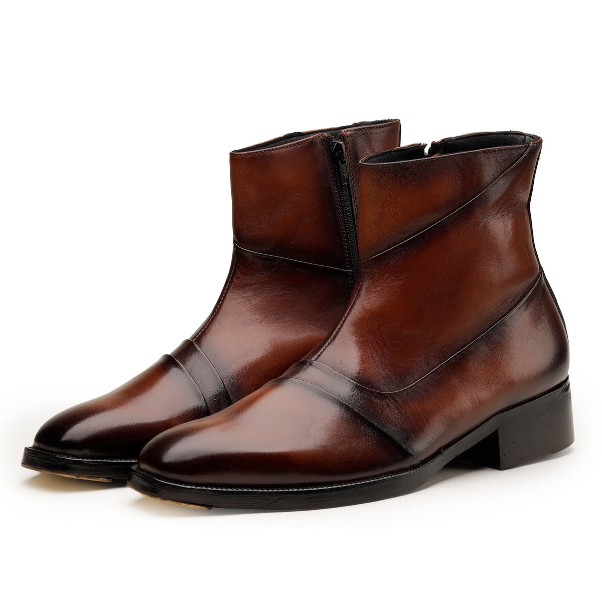 Brown Zipper Ankle Boots