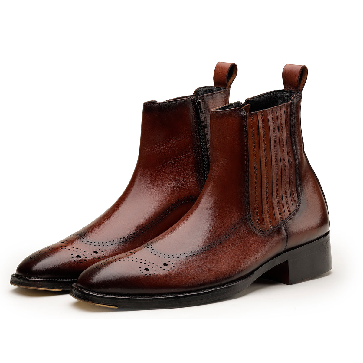 Brown Wingtip Chelsea Boots