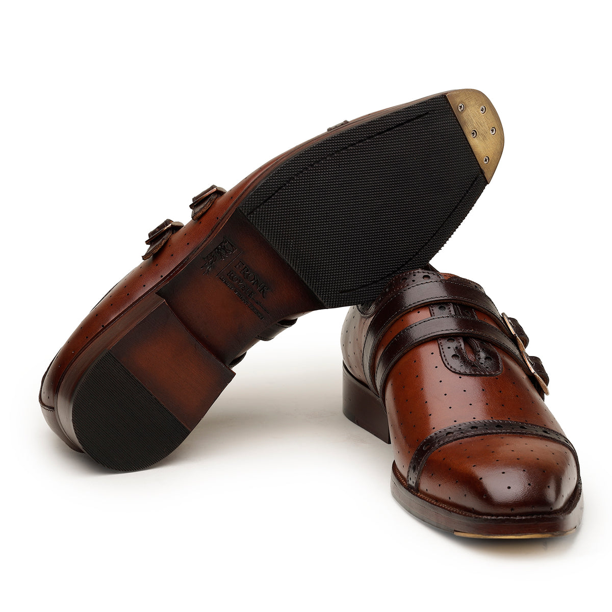 Brown Double-Monk Brogue Shoes