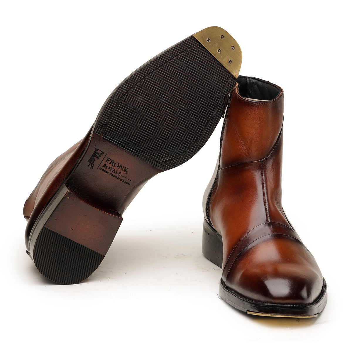 Brown Zipper Ankle Boots