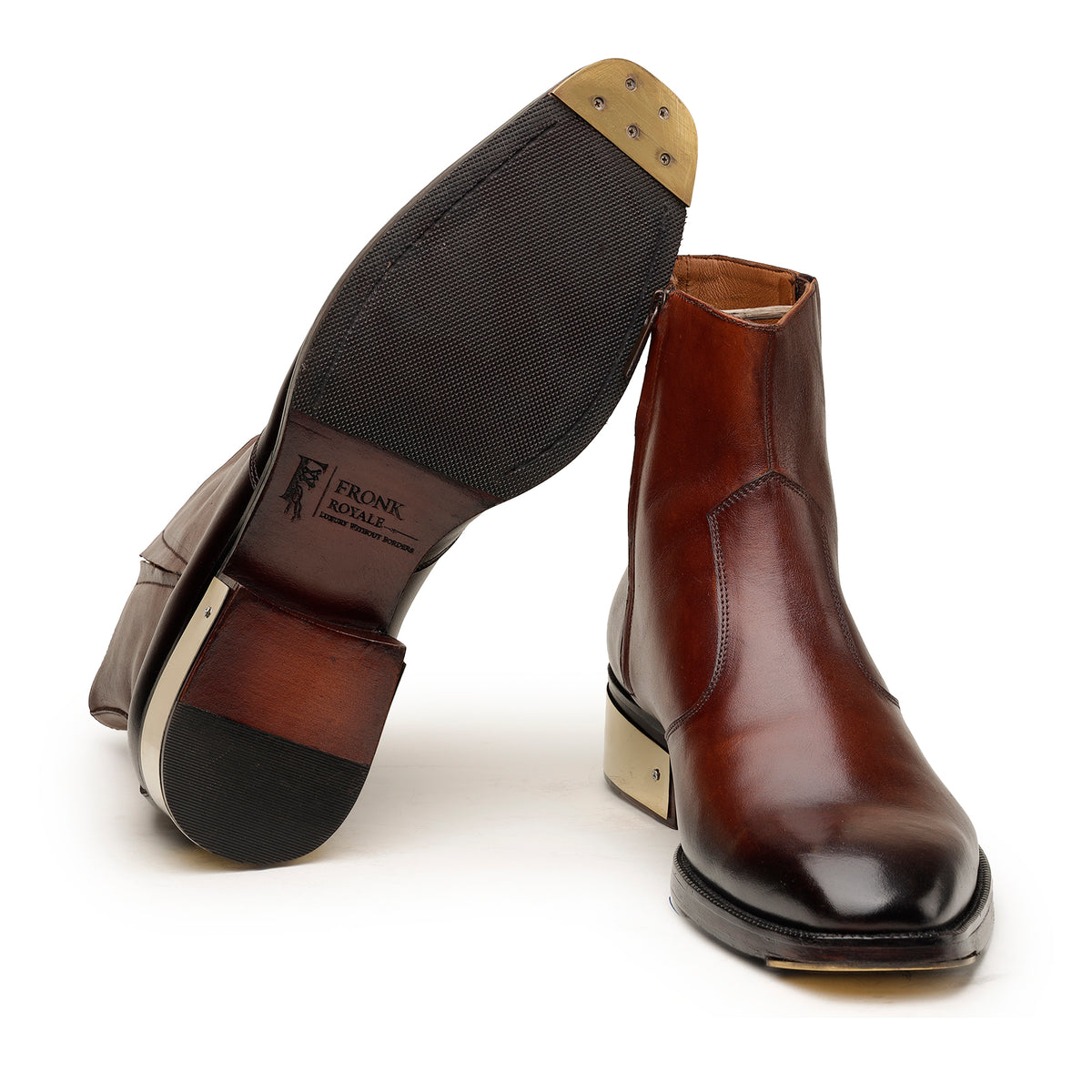 Burgundy Zipper Boots with Steel Heel