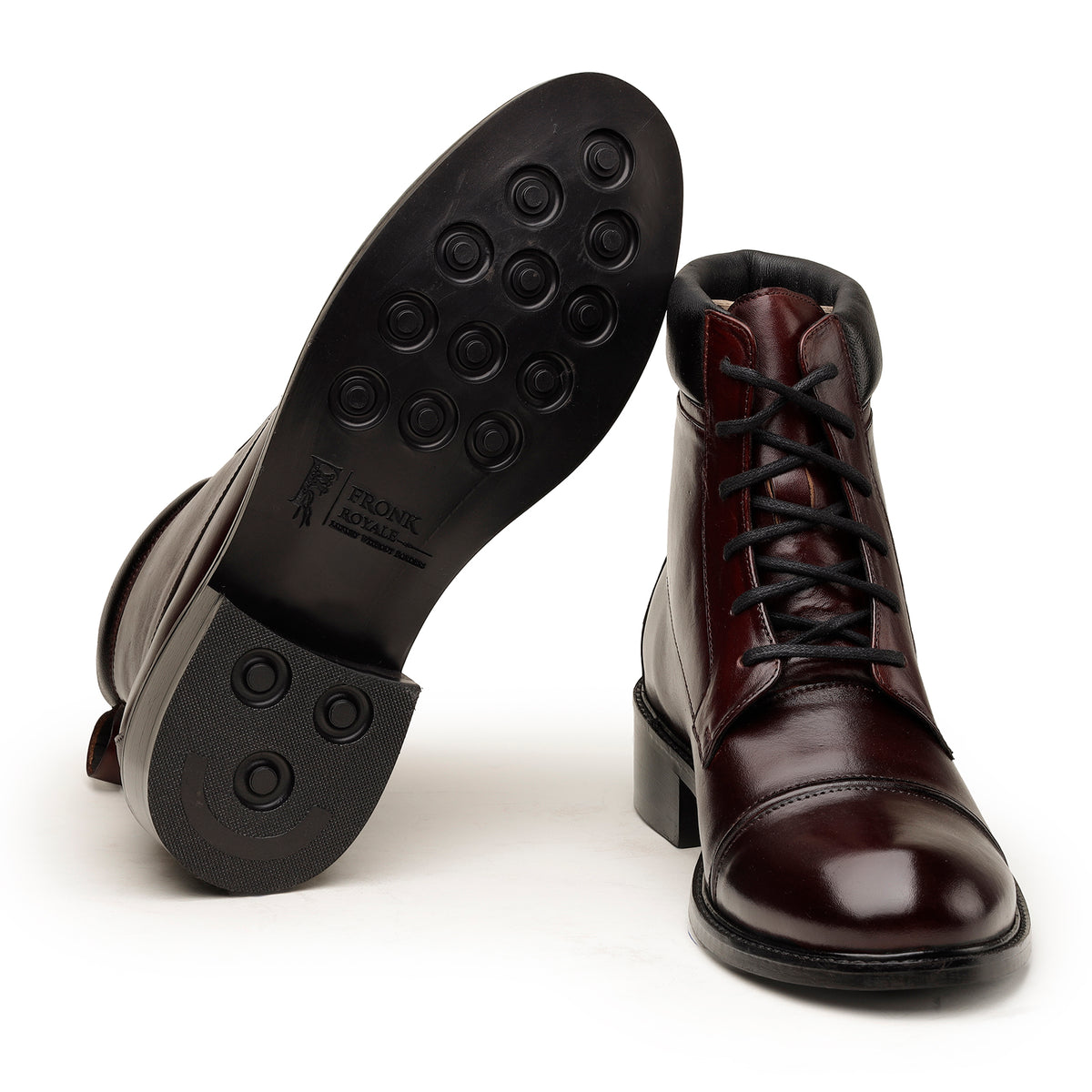 Black Round-Toe Combat Lace-Up Boots