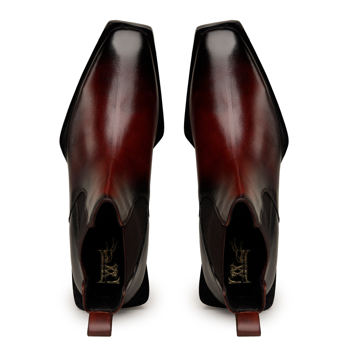 Burgundy Square-Heel Chelsea Boots
