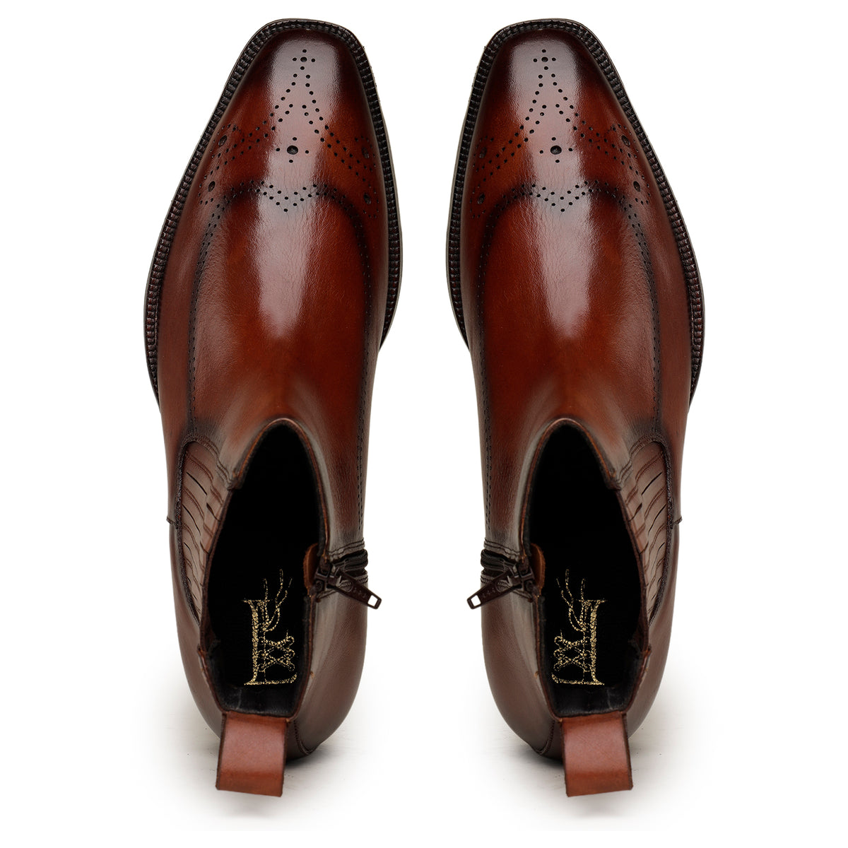 Brown Wingtip Chelsea Boots