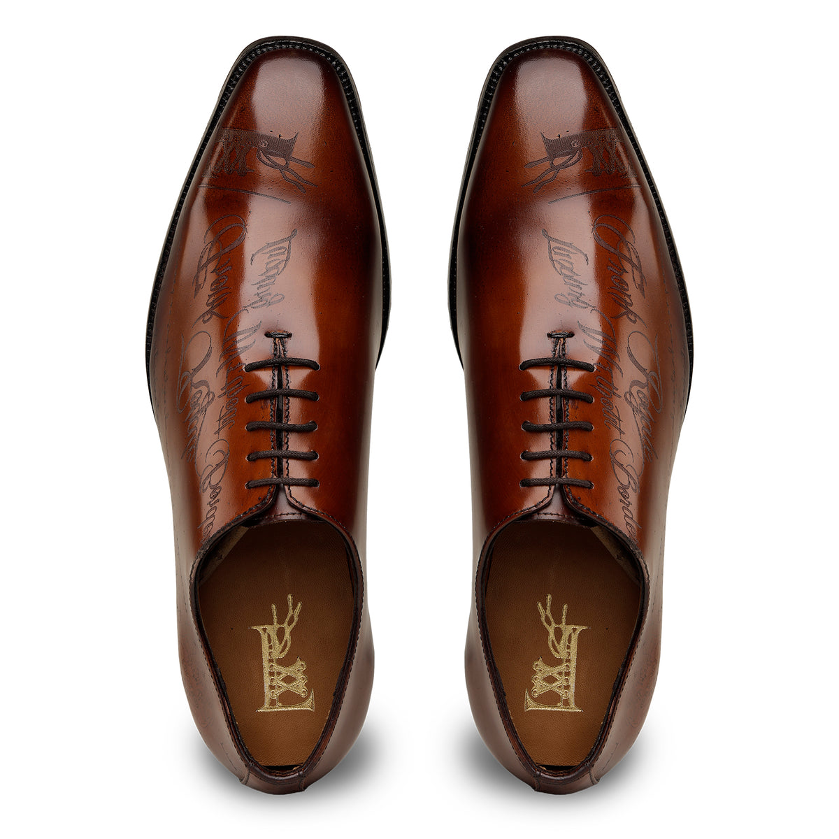 Fronk Royale Engraved Tan Brown Oxford Shoes