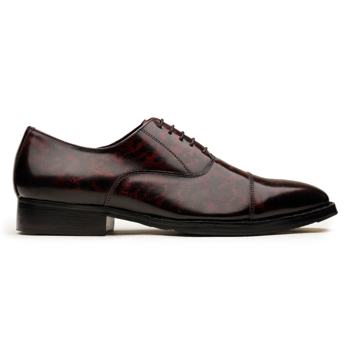 Red and Black Marble-Finish Oxford Shoes