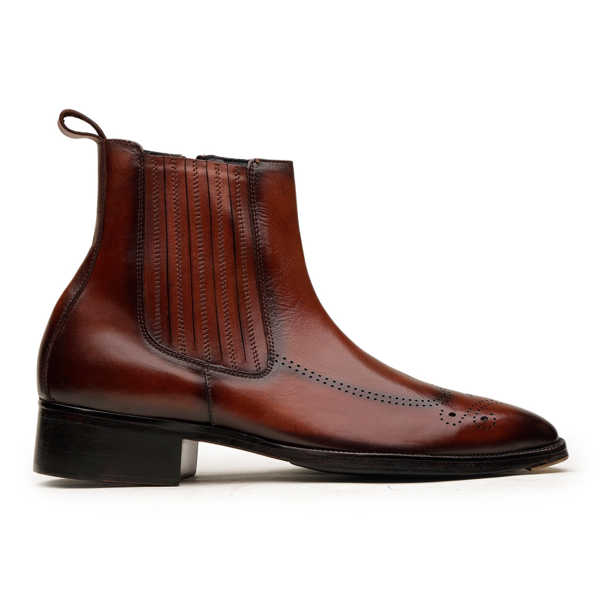 Brown Wingtip Chelsea Boots