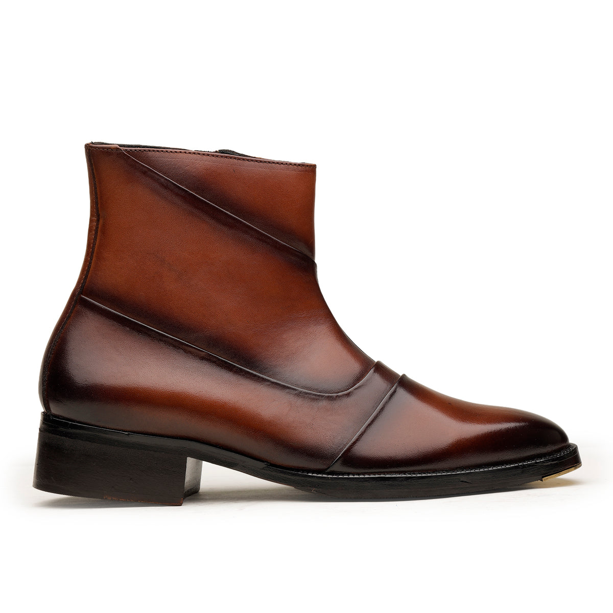 Brown Zipper Ankle Boots