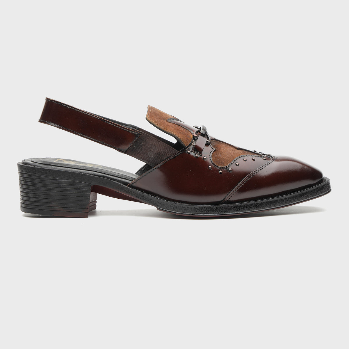 Vintage Western Suede-Inlay Slingback Mules