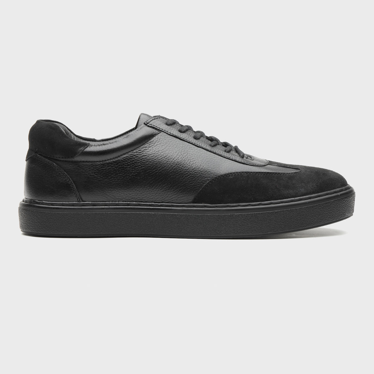 Tonal Black Suede-Trimmed Cupsole Sneakers