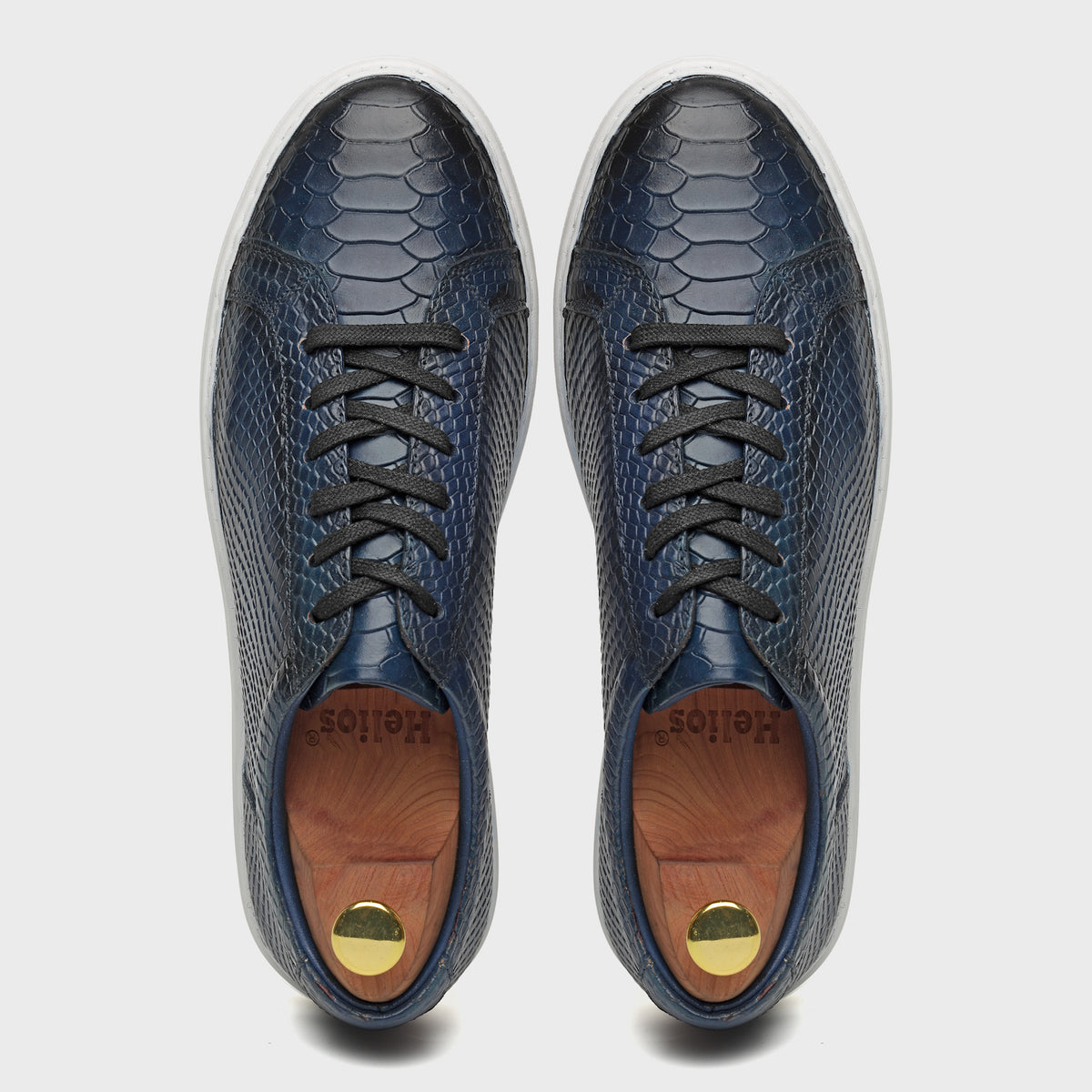Midnight Blue Snake-Pattern Patina Sneakers