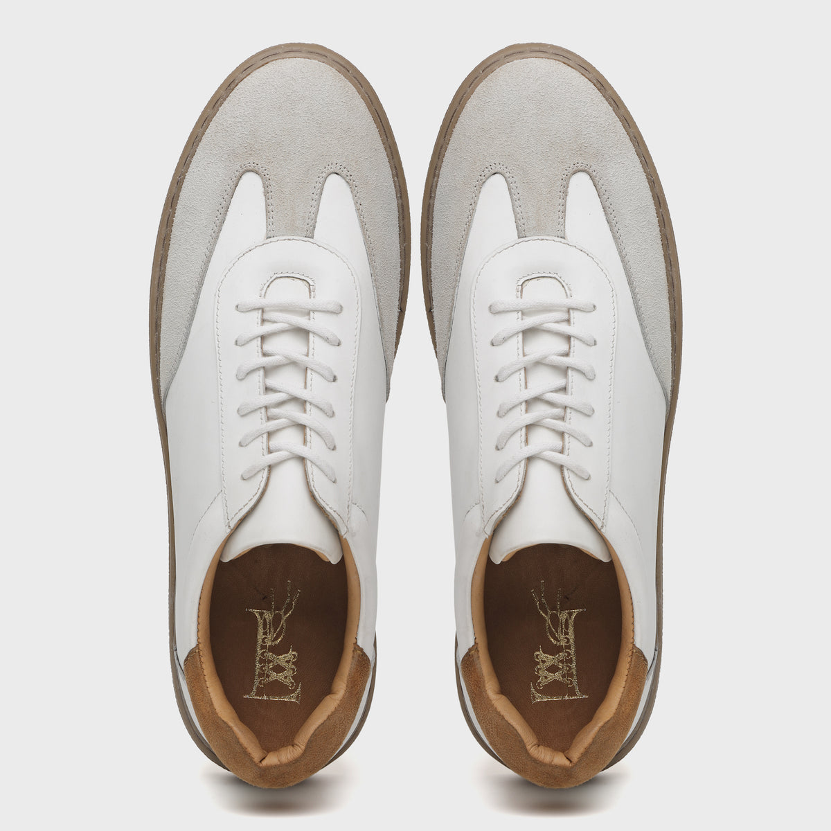 Minimalist Off-White & Suede Trainer Sneakers