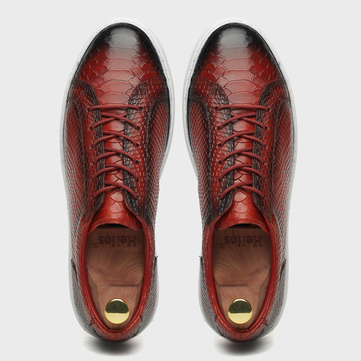 Crimson Snake-Pattern Patina Sneakers