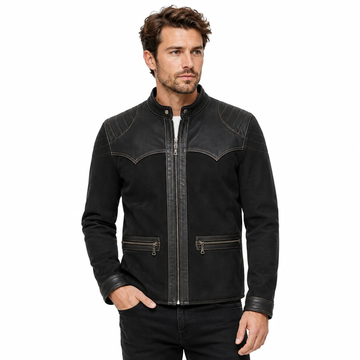 The Moto Racer Suede Leather Jacket