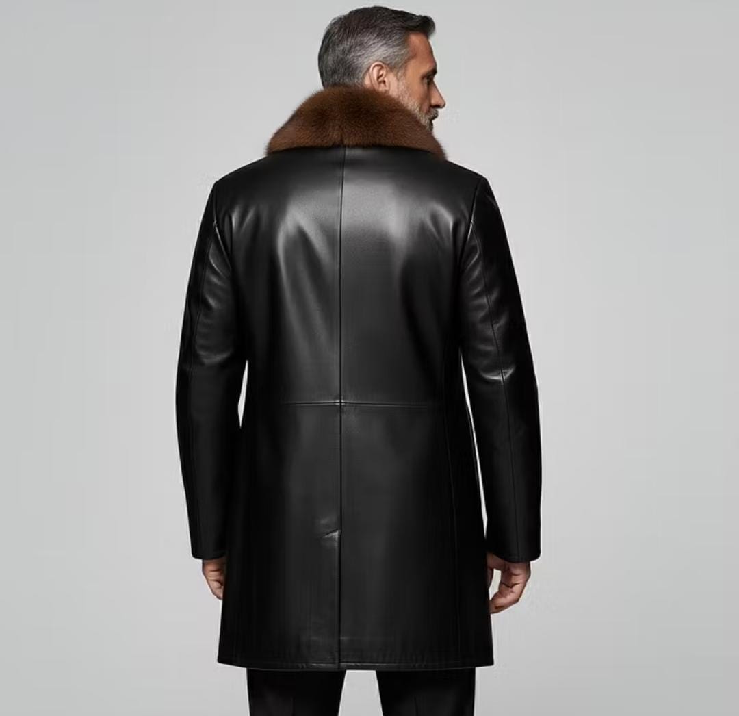 The Obsidian Fur-Trimmed Overcoat