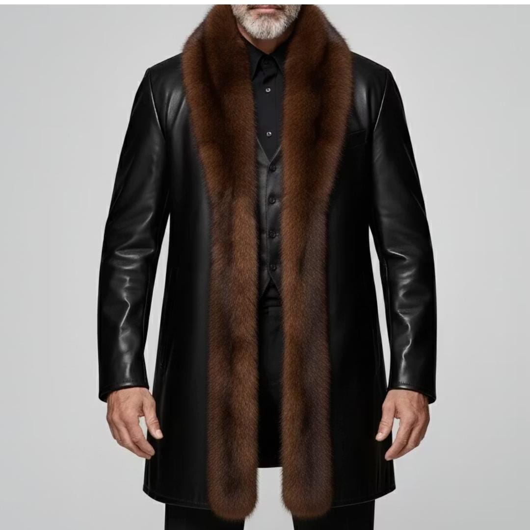The Obsidian Fur-Trimmed Overcoat