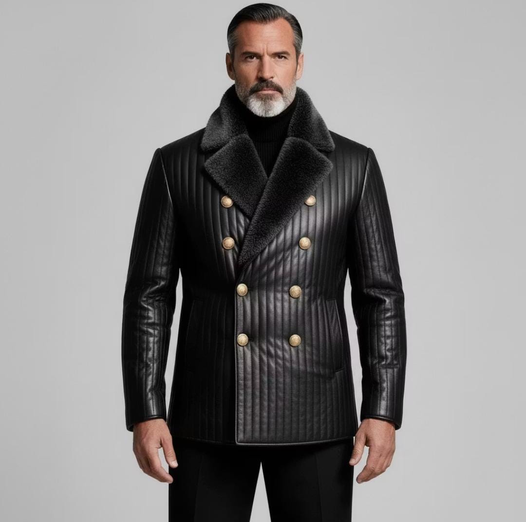 The Executive Pinstripe Pea Coat