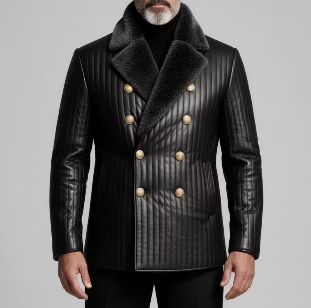 The Executive Pinstripe Pea Coat
