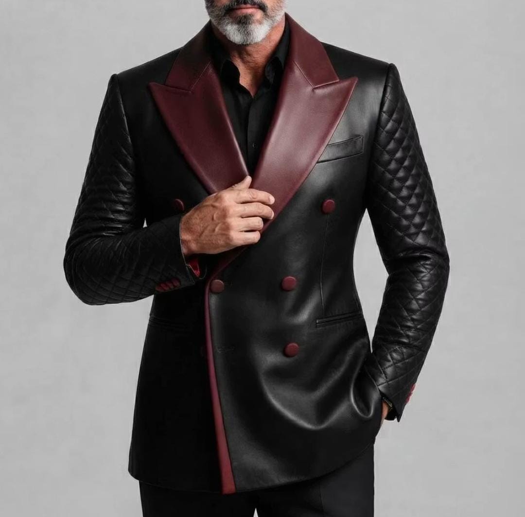 The Crimson Lapel Double-Breasted Blazer