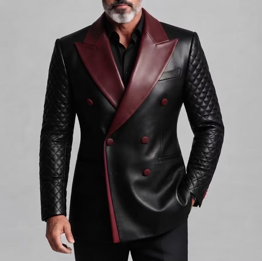 The Crimson Lapel Double-Breasted Blazer